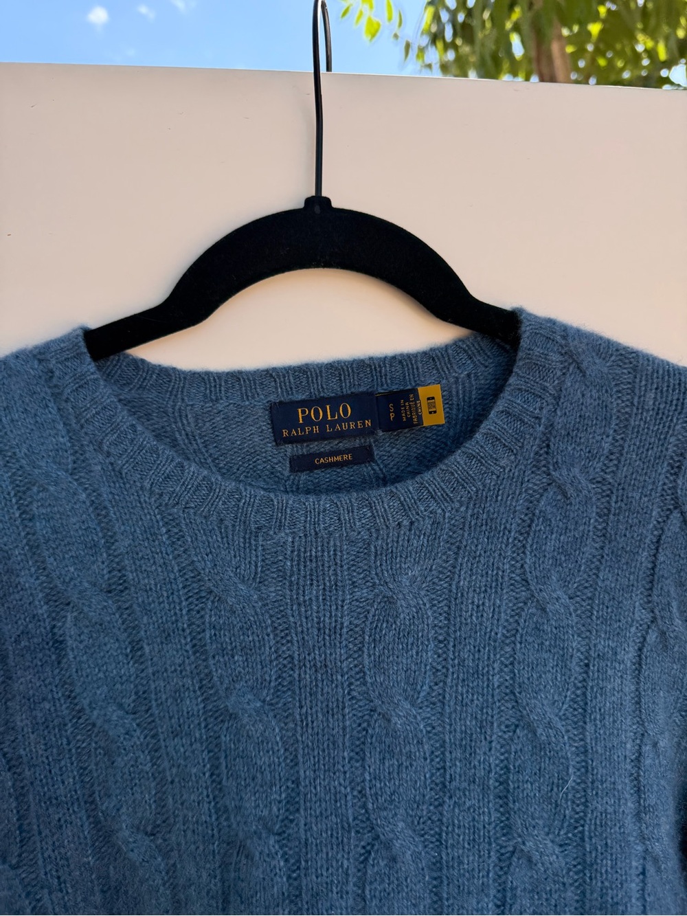 Polo by Ralph Lauren Blue Cable-Knit Cashmere Crewneck Sweater Size S - Picture 11 of 12